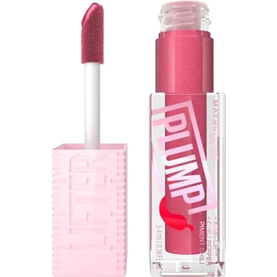 Image of Maybelline New York, Lifter Plump Lip Gloss, Lasting Plump, Heated Formula with Hyaluronic Acid and Chilli Pepper, XL Wand, Vegan Formula, Shade: 002 Mauve Bite