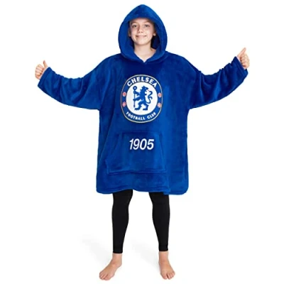 Image of Chelsea FC Oversized Hoodie Blanket for Boys, Football Gifts Boys (Blue)