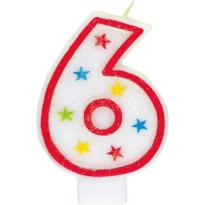 Image of Multicolor Number 6 Glitter Birthday Candle (19cm) 1 Count Vibrant Celebration for Any Events