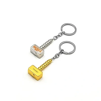 Image of Mjolnir Thor Hammer Bag Charm Keyring Keychain Small Strong &amp; Sturdy Chrome Gold or Silver (Chrome Gold)