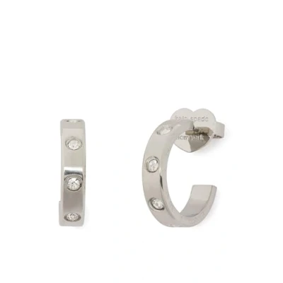 Image of kate spade new york Huggies Earrings clear/silvercoloured, Women&#039;s, Size: One Size, Clear/silver coloured