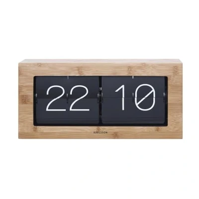 Image of Karlsson Clock, Steel frame, glass, Bamboo, 37 x 17,5 9 cm