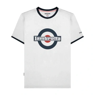 Image of Lambretta Mens Logo Ringer Short Sleeve T Shirt White 2XL