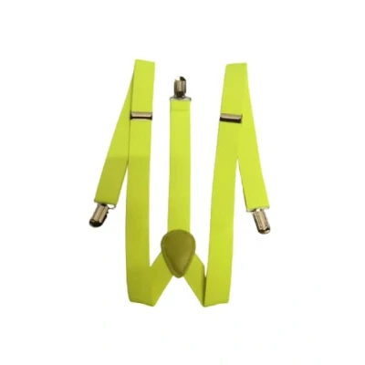 Image of L&amp;C® MENS LADIES UNISEX ADJUSTABLE SLIM BRACES TROUSER SUSPENDERS FANCY DRESS CLIP ON (Bright Yellow)
