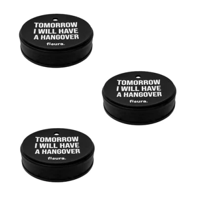 Image of Fisura Anti Drug Drink Cover. Original Protector. Reusable Spill Proof Silicone Glass Protection. (&quot;Hangover&quot;, Black, 3 pieces)
