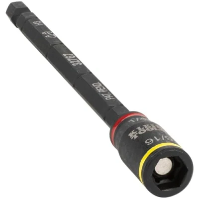 Image of Klein Tools 32767 Impact Driver, SAE 3 in 1 Socket and Bit Holder, Flip with 1/4 Inch 5/16 Hex Drivers, 5 Length