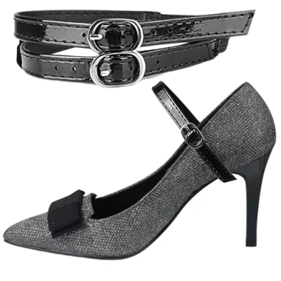 Image of Gmokluytw Black Clear Shoe Straps for Heels Ankle Extender Installation High Anti Loose Shoelace Belt Accessories