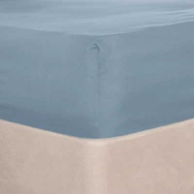 Image of Brentfords Double Bed Sheet Blue, Sheets Easy Care Ultra Soft Fade Resistant Microfibre Cover Fitted Bedding Linen