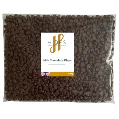 Image of Hides Fine Foods Milk Chocolate Chips 500g GMO Free Suitable for Vegetarians Baking Desserts Cookies Ganache Muffins Cakesicles Cakes Cupcakes Tempering Mocha
