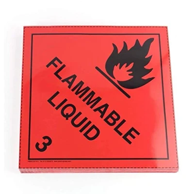 Image of Flammable Liquid, Class 3 Placards 250mm Pack of 10 Self adhesive Hazard Warning Diamond Labels