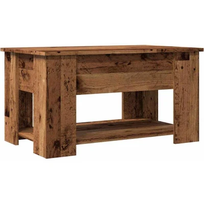 Image of vidaXL Lift Top Coffee Table Engineered Wood, Old Wood Finish, 79x49x41 cm, Versatile Living Room Furniture with Hidden Storage, Modern Rectangular Design