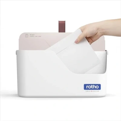 Image of Rotho MyPaper Inbox document organiser MY PAPER Plus, Plastic (PP) BPA free, white, (36.4 x 16.8 31.7 cm)