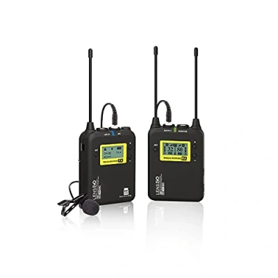 Image of LENSGO Wireless Microphone System, LWM 328C 99 Channel UHF Professional Omnidirectional Lapel Mic 1 Transmitter &amp; Receiver for Camera Camcorder PC Smartphone Video Recording Interview