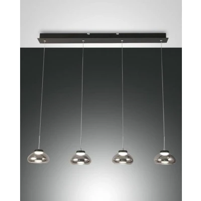Image of Arabella LED Straight Bar Pendant Ceiling Light Transparent Grey Glass
