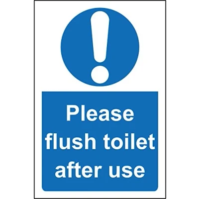 Image of Please flush toilet after use Safety sign Self adhesive sticker 200mm x 150mm