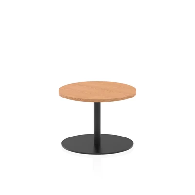 Image of Italia 600mm Round Coffee Table Oak Top 475mm High Black Leg