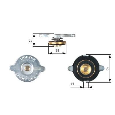 Image of GRC102 Radiator Cap GATES RC107 59mm 0,5bar LANCIA: Beta Coupe
