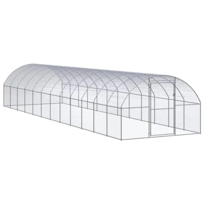 Image of vidaXL Outdoor Chicken Coop Spacious 3x12x2 m Galvanized Steel Cage for Poultry Easy Clean and Assembly Wire Mesh Visual Monitoring
