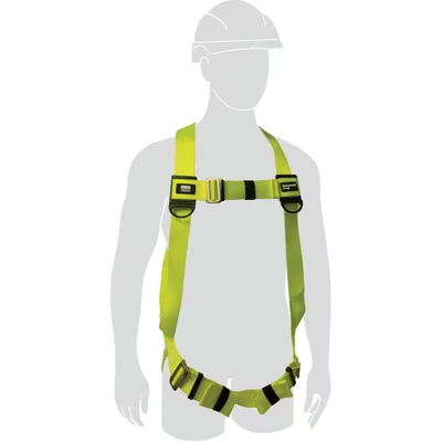 Image of Miller Honeywell H100 Safety Harness, 1 Point Universal Size, Lightweight (0.8 kg), Mating Chest &amp; Leg Buckles, Steel Back D Ring, Rated to 140 kg, Yellow, 1036293