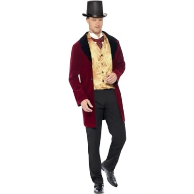 Image of Smiffys Deluxe Edwardian Gent Costume, Red, L Size 42 in 44