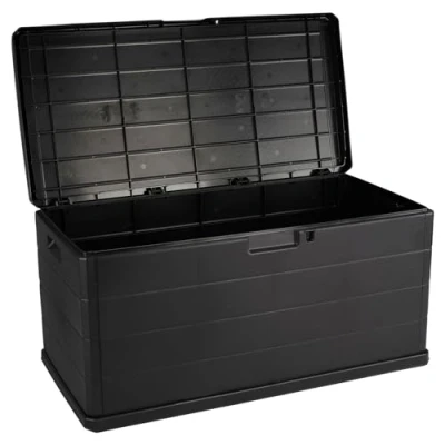 Image of URBN Garden 350L Heavy Duty Plastic Storage Box Huge Capacity Patio Deck Outdoor Container with Handles &amp; Wheels Anthracite Colour
