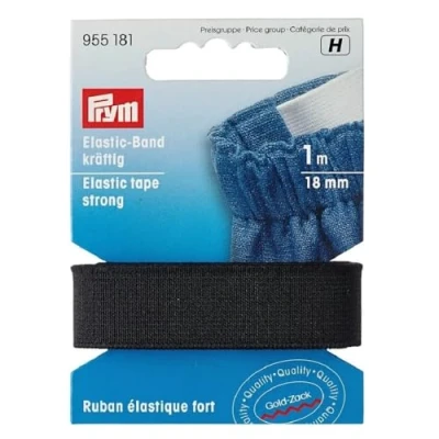 Image of Prym Elastic Tape, Strong, 18mm, Black, 1m