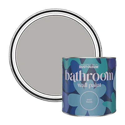 Image of Rust Oleum Grey Water Resistant Bathroom Wall &amp; Ceiling Paint Mocha 2.5L