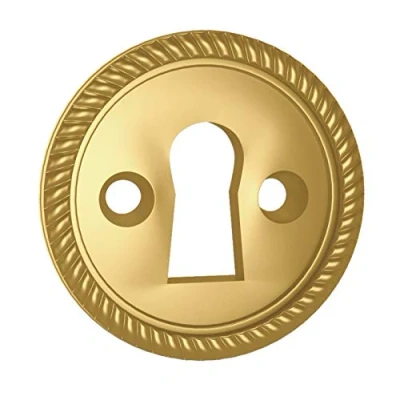 Image of Euroart UK Escutcheon Round Keyhole Cover Georgian Open Polished Brass Finish
