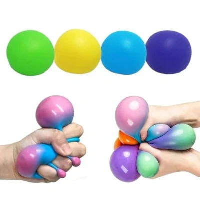 Image of 3 Pack Neon Stress Balls for Children &amp; Anxiety Relief Adults Squeeze Ball Hand Therapy Autism Teenagers Birthday Present Girl Boy
