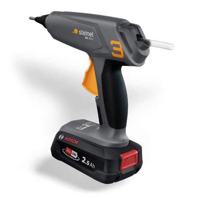Image of Steinel MobileGlue 3011 Battery Glue Gun Set, Includes 2.5 Ah PFA Battery, 11 mm Cordless Hot Gun, 2 Temperature Levels