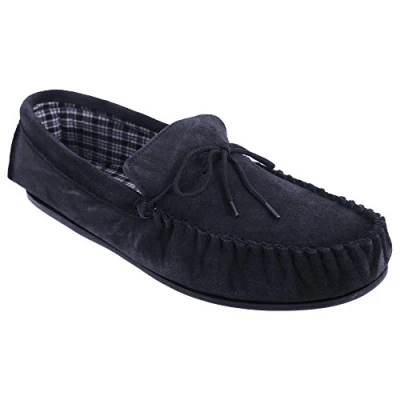 Image of Mokkers Mens Bruce Real Suede Moccasin Slippers (8 UK) (Navy Blue)