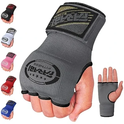 Image of Farabi Kids Junior Inner Hand Wraps Gloves Easy Gel Padded Boxing with Wrist Pair (Grey)