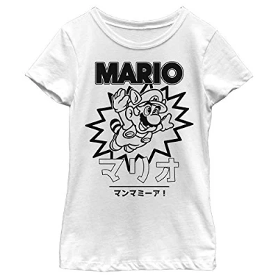 Image of Nintendo Girls&#039; Mario Kanji T Shirt, White, S