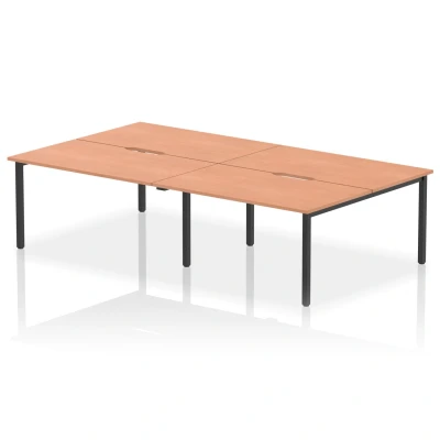 Image of Evolve Plus 1400mm B2B 4 Person Bench Desk Beech Top Black Frame