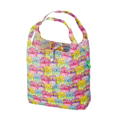 Image of ECO CHIC Lightweight Foldable Reusable Shopping Bag Water Resistant Tote (Glasses Cats Multiple)