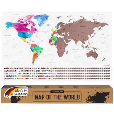Image of envami Scratch Off World Map I 68 X 43 CM Rose Gold English of the Travel Poster With Gift Packaging