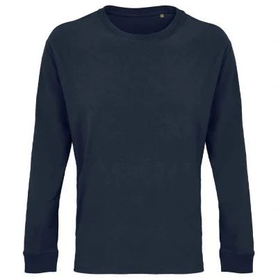 Image of SOLS Unisex Adult Pioneer Organic Cotton Long Sleeved T Shirt (French Navy) Navy/Blue Size Medium