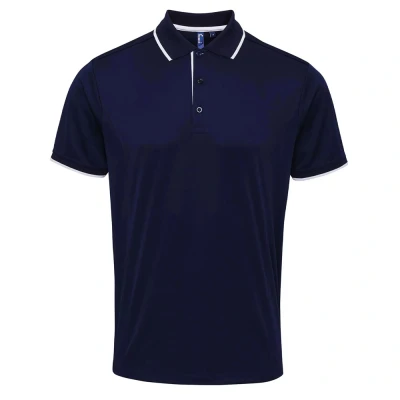 Image of Premier Mens Coolchecker Contrast Pique Polo Shirt (Navy/White) Size 2XL