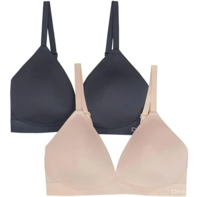 Image of DKNY Ladies 2 Pack Wireless Microfiber Plunge Bra (as1, Alpha, x_l, Regular, Standard, Ink Sand, XL), XL