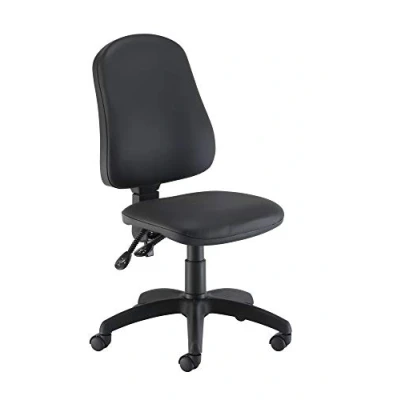Image of Office Hippo Small Chair without Arms, Computer Desk with High Curved Back, Swivel + Adjustable Backrest, Home Wheels, Max 115kg, 2 Year Wty Black PU