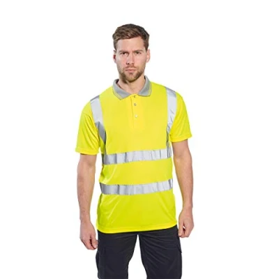 Image of Portwest S477 Breathable Reflective Hi Vis Polo Shirt S/S Yellow, 4X Large