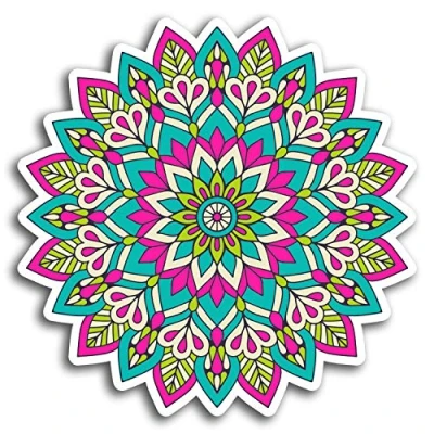 Image of 2 x 10cm Pink Mandala Indian Vinyl Stickers Sticker Laptop Luggage #19382 (10cm Wide)