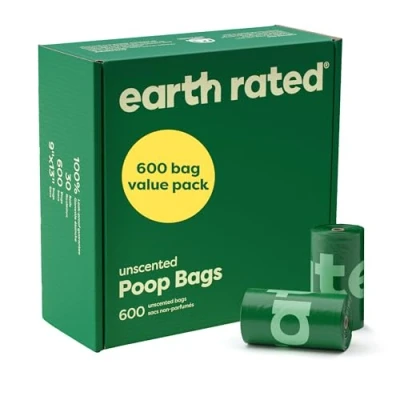 Image of Earth Rated Dog Poo Bags Value Pack, Leak Proof and Extra Thick Pet Waste for Big Small Dogs, Refill Rolls, Unscented, 600 Count