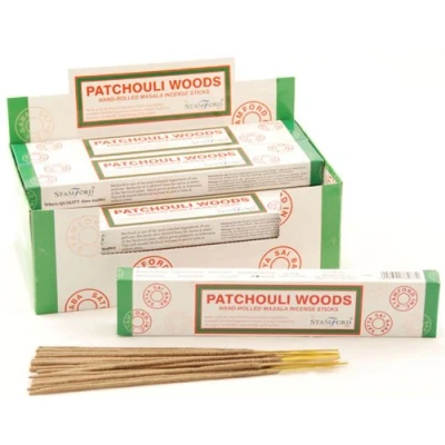 Image of Stamford Patchouli Woods Masala Incense, 15 Sticks x 12 Packs