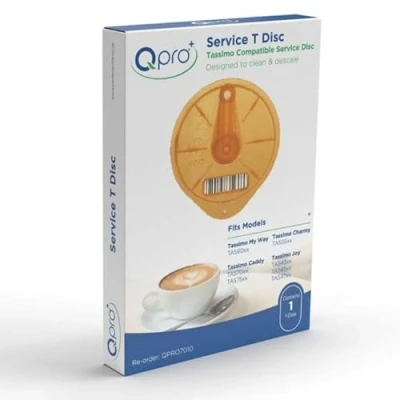 Image of QPRO Orange Service Cleaning T Disc Clean &amp; Descale Compatible With Bosch Tassimo Coffee Pod Machines