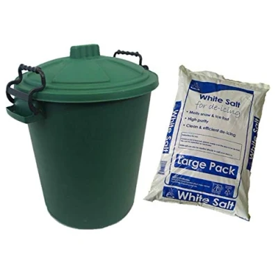 Image of KetoPlastics 50L coloured grit bin with 10kg rock salt (GREEN)
