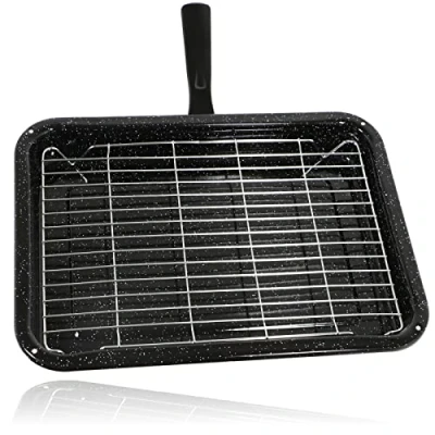 Image of SPARES2GO Universal Small Oven Grill Pan, Rack &amp; Detachable Handle