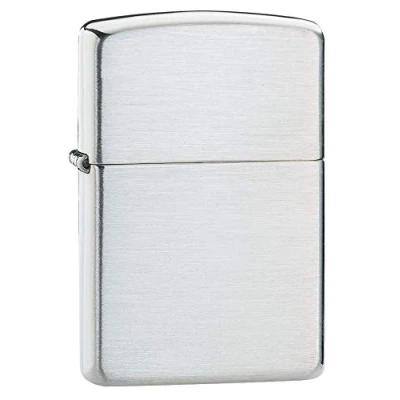 Image of Zippo Windproof Lighter Sterling Silver Brushed Chrome Refillable for Lifetime Use Adjustable Flame Gift Box Metal Construction Made in USA