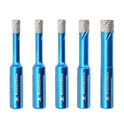 Image of Dry Diamond Core Drill Bit Set,BRSCHNITT 6/6/6/8/10mm Hole Saw with Triangle Shank for Porcelain Tile Ceramic Stone Granite Marble