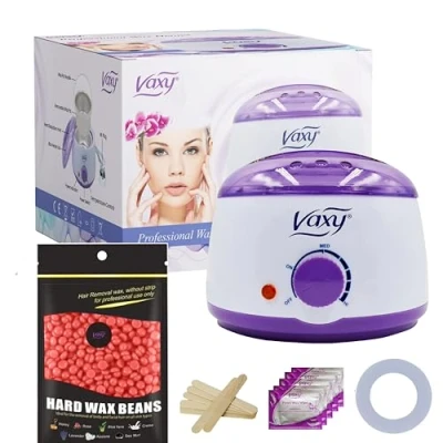 Image of Vaxy Waxing Kit Wax Warmer Electric Pot Heater with Accessories, A Complete at Home Hair Removal Painless Hard for full Body, face, Bikini Area, Eyebrows (Rose)